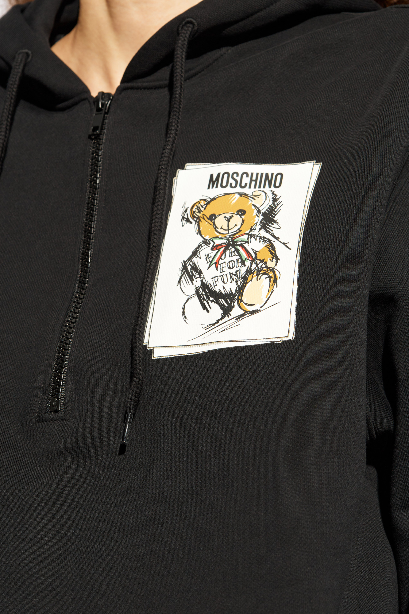 Black moschino hoodie best sale